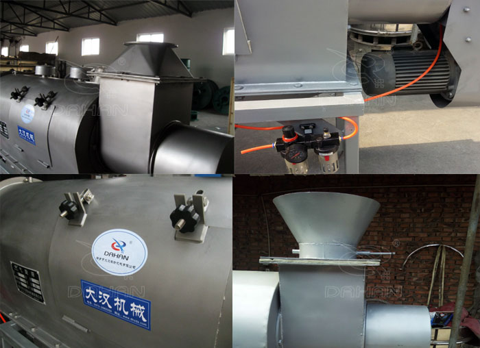 氣旋篩：電機(jī)，進(jìn)料口，氣壓裝置等特寫圖片