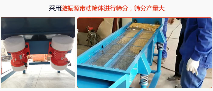 采用激振源帶動(dòng)篩體進(jìn)行篩分，篩分產(chǎn)量大。